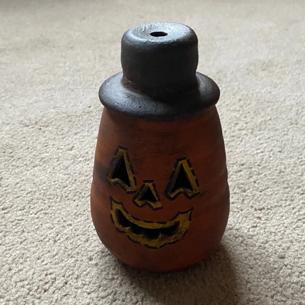 Orange Pumpkin Jack-O'-Lantern Table Accent - Unbranded